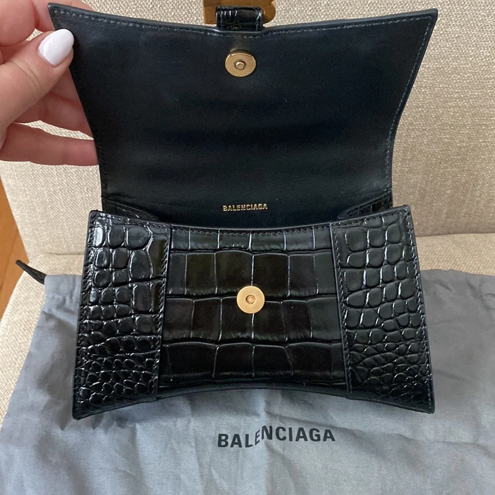 *BALENCIAGA* Hourglass XS Croc-Embossed Top-Handle Bag.  Kim-approved! - Picture 8 of 9